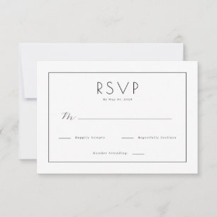 Elegante schwarze minimalist RSVP Karte