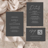 Elegante Schwarze Minimalistisch Hochzeit Moderne Einladung