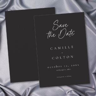 Elegante schwarze Minimalistische Hochzeit Save The Date