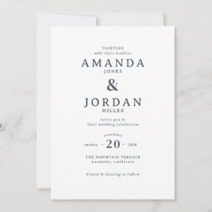 Elegante schwarze minimalistische Hochzeitseinladu Einladung