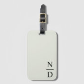 Elegante Schwarze Minimalistische Monogramm-Initia Gepäckanhänger (Vorderseite Vertikal)