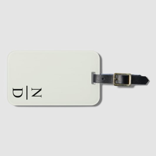 Elegante Schwarze Minimalistische Monogramm-Initia Gepäckanhänger (Vorderseite (Horizontal))