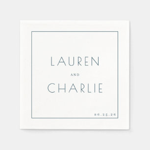 Elegante Schwarze Minimalistische Namen Serviette