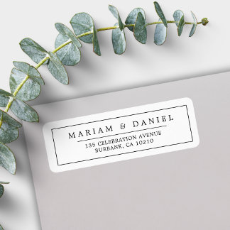 Elegante, schwarze Minimalistische Rücksendeadress