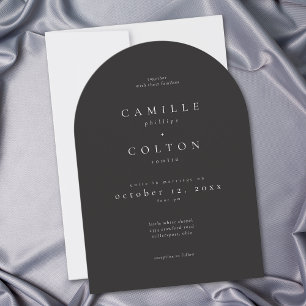 Elegante schwarze minimalistischer Bogen-Hochzeit Einladung