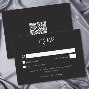 Elegante schwarze minimalistischer Hochzeits-QR RSVP Karte