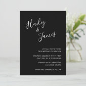 Elegante Schwarze Moderne Hochzeit Einladung (Stehend Vorderseite)