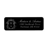 Elegante schwarze Monogramm-Hochzeitsanschrift (Vorne)
