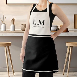 Elegante schwarze Monogramm-Initialen Name Schürze