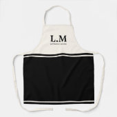 Elegante schwarze Monogramm-Initialen Name Schürze (Vorderseite)