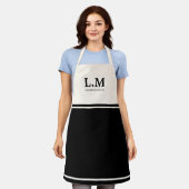 Elegante schwarze Monogramm-Initialen Name Schürze (Getragen)