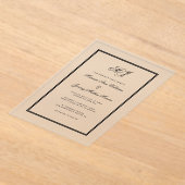 Elegante Schwarze Monogramm-Kalligrafie-Rahmen Hoc Acryleinladungen (Ablage )