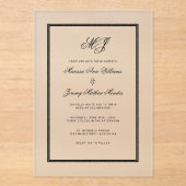 Elegante Schwarze Monogramm-Kalligrafie-Rahmen Hoc Acryleinladungen (Vorderseite)