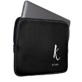 Elegante schwarze Monogramm-Laptoptasche Laptopschutzhülle (Vorne Rechts)