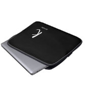 Elegante schwarze Monogramm-Laptoptasche Laptopschutzhülle (Vorne Knopf)