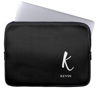 Elegante schwarze Monogramm-Laptoptasche Laptopschutzhülle