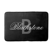 Elegante schwarze Monogrammbadmatte für Badezimmer Badematte (Vorderseite)