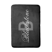 Elegante schwarze Monogrammbadmatte für Badezimmer Badematte (Vorderseite Vertikal)