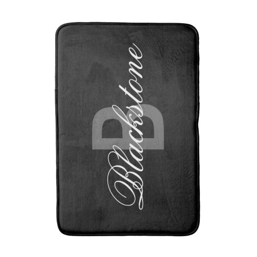 Elegante schwarze Monogrammbadmatte für Badezimmer Badematte (Vorderseite Vertikal)