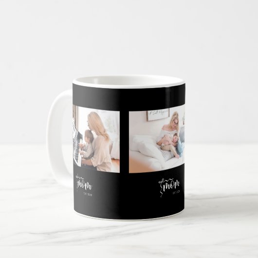 Elegante schwarze Mutter Established-Bow-Anzeige m Kaffeetasse (Vorderseite Links)