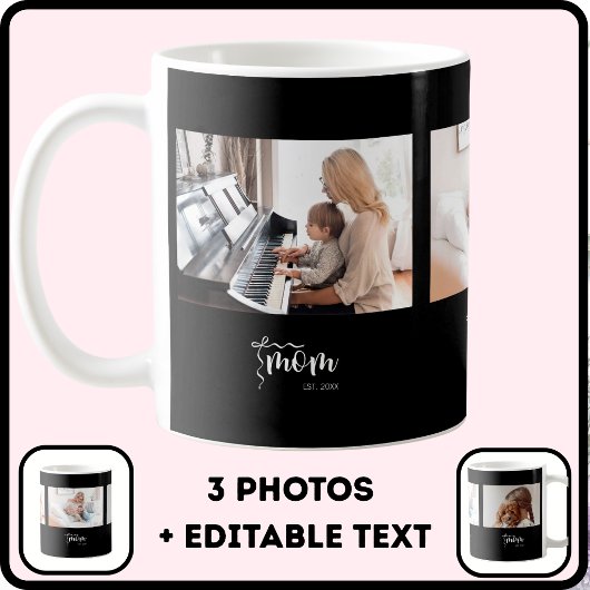 Elegante schwarze Mutter Established-Bow-Anzeige m Kaffeetasse