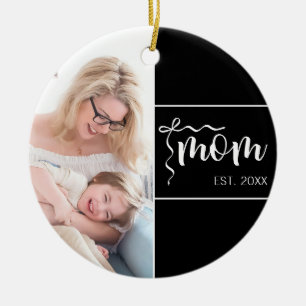 Elegante schwarze Mutter gegründet Schleife Foto h Keramik Ornament