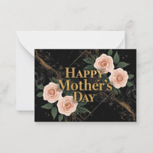 Elegante schwarze Muttertags-Karte mit Gold und Ro Mitteilungskarte