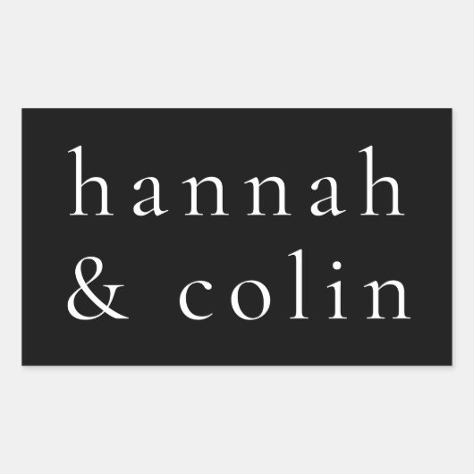 Elegante schwarze Namen Rechteckiger Aufkleber (Vorderseite)