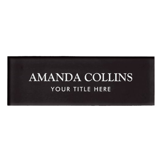 Elegante schwarze Namensschilder Namenschild (Vorderseite)