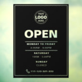 Elegante Schwarze Öffnungszeiten mit Logo Fensteraufkleber (Blatt 3)