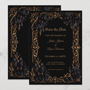 Elegante schwarze Orchidee-Gotische Hochzeit - Ret Ankündigung