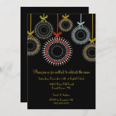 Elegante Schwarze Ornamente Einladung zur Party (Vorne/Hinten)