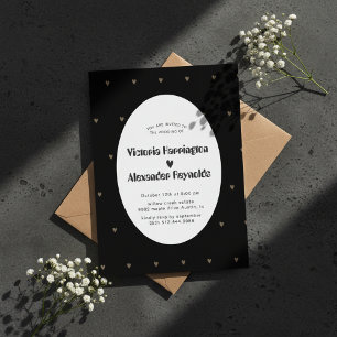 Elegante schwarze ovale Hochzeitseinladung Einladung
