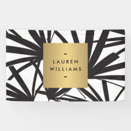 Elegante schwarze Palm Fronds mit Gold-Namplate-Lo Banner