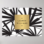 Elegante schwarze Palm Fronds mit Gold-Namplate-Lo Poster (Vorne)