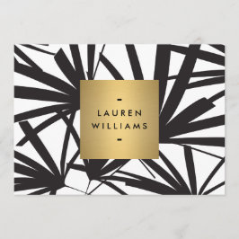 Elegante schwarze Palm Fronten mit Goldnamennoteca Mitteilungskarte
