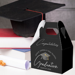 Elegante schwarze personalisierte Abschlussfeier 2 Geschenkschachtel