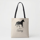 Elegante schwarze PferdeSilhouette | Tasche (Vorderseite)