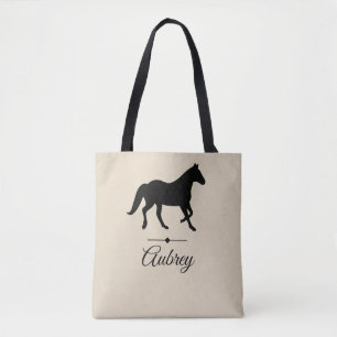 Elegante schwarze PferdeSilhouette   Tasche