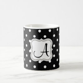 Elegante schwarze Polka-Punkte mit Monogramm Anfan Kaffeetasse