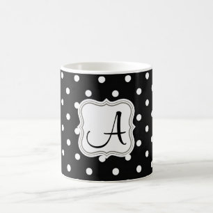 Elegante schwarze Polka-Punkte mit Monogramm Anfan Kaffeetasse