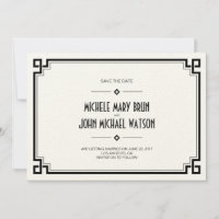 Elegante Schwarze Rahmen Art-Deco Save the Date Ka