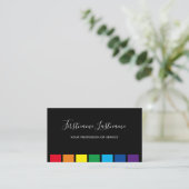 Elegante schwarze Regenbogenfarben Visitenkarte (Stehend Vorderseite)