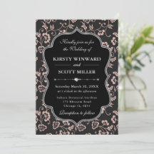 Elegante schwarze rosa Rahmen Blumenhochzeit