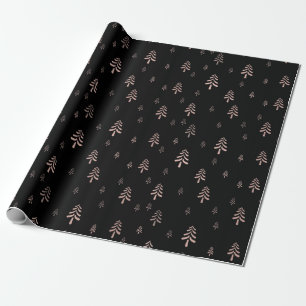 Elegante schwarze rosafarbene Weihnachtsbäume Geschenkpapier