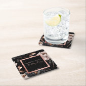 Elegante Schwarze Rose Gold Blumengeschmack Rechteckiger Pappuntersetzer (Vor Ort)