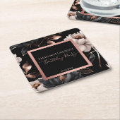 Elegante Schwarze Rose Gold Blumengeschmack Rechteckiger Pappuntersetzer (angewinkelt)