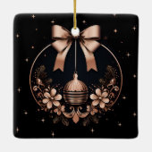 Elegante Schwarze Rose Gold Foto Keramikornament (Rückseite)