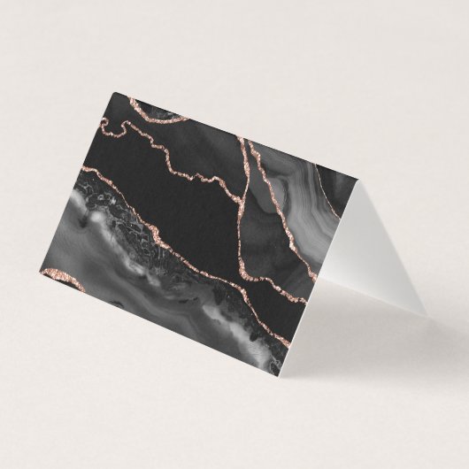 Elegante Schwarze Rose Gold Glitzer Klettfalte Pla (Rückseite)