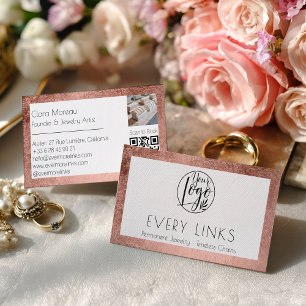Elegante schwarze Rose-Gold-Permanent-Schmuck-QR-C Visitenkarte
